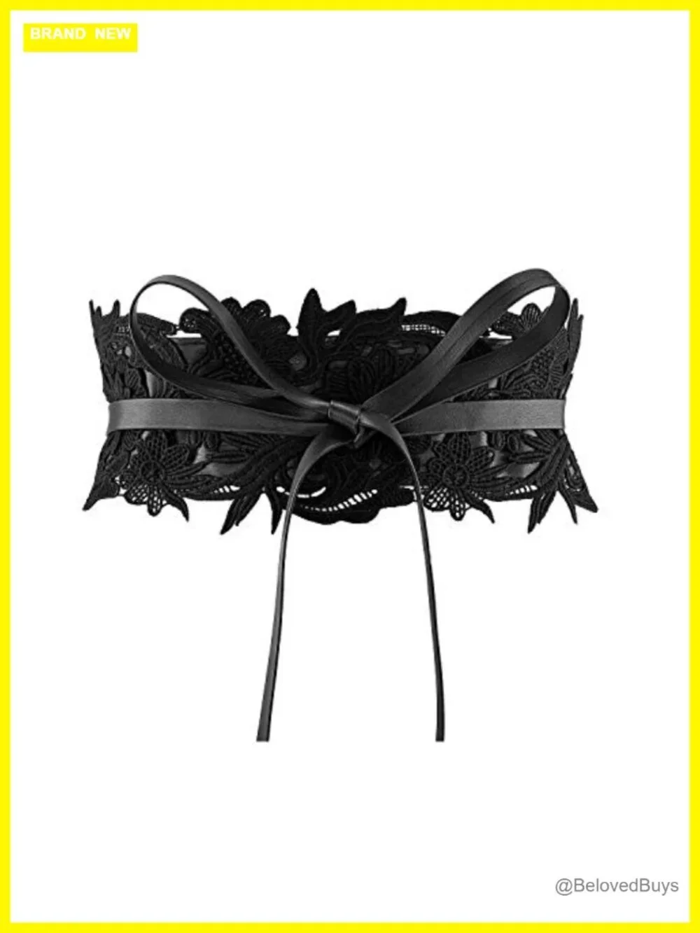 Lace Pu Leather Wide Waist Belt Bowknot Tie Wrap Corset Dress Belt